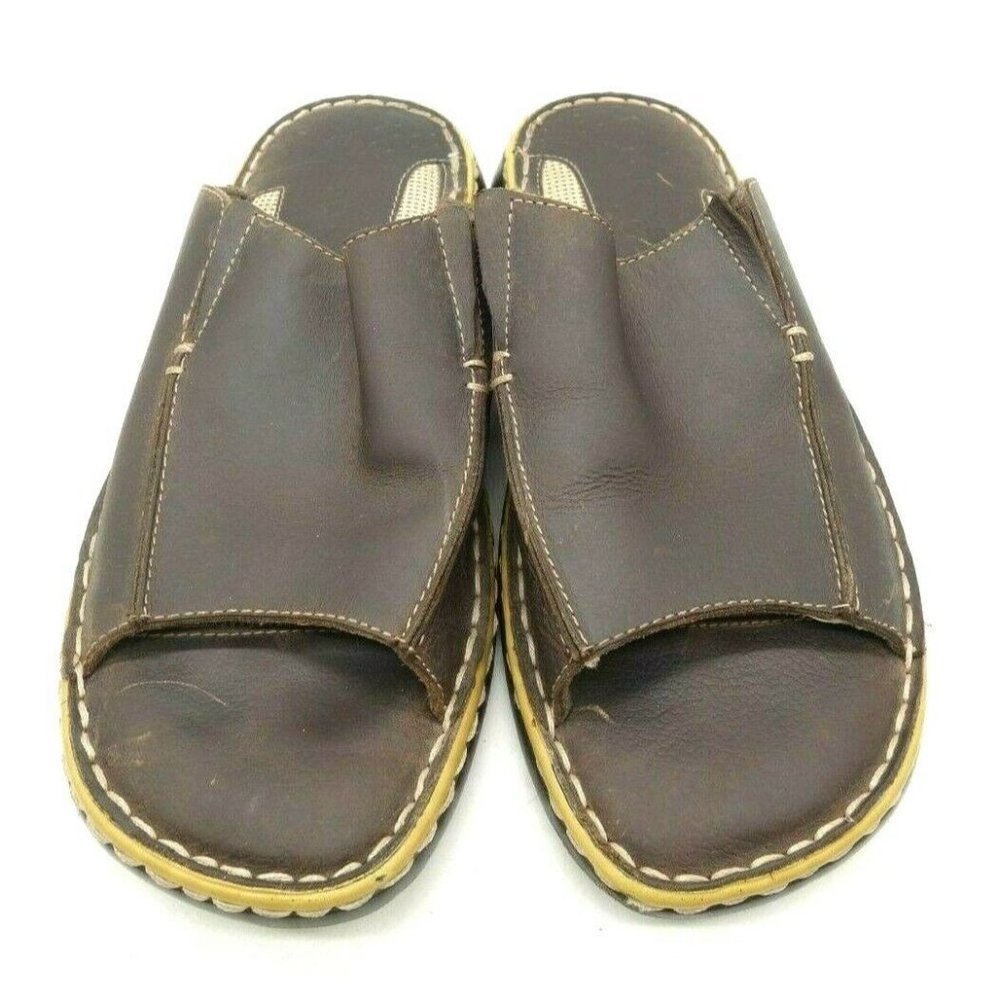 Bed Stu Brown Leather Casual Slide Sandals Shoes Men's 10